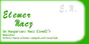 elemer macz business card